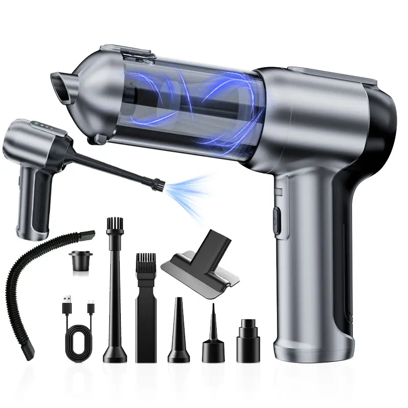 17000pa Mini Handheld Portable Car Vacuum Cleaner, Auto Vacuum, Dual Function Suction and Blowing, High Suction Power, LED Display, Ideal for Cars, Home, Office, Pets, Flexible Extendable Hose, Car Vacuum Kit, Car Interior Cleaner, Car Cleaning Supplies