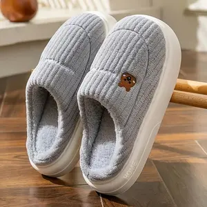 Couple Home Warm Slippers, Soft Eva Sole Comfortable Fuzzy Closed Toe Shoes, Anti-Slip Indoor Fluffy Shoes, Christmas Gift, Non Slip