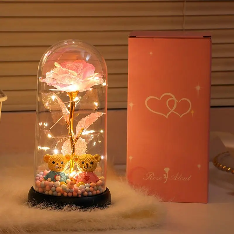 【Deals for You Days】 romantic Eternal Rose Teddy Bear Night Light Gift Set with Gift Box – Valentine's Day Gift for Boyfriend, Graduation Gift, Best Friend Birthday event Gift, perfect Bedroom & Home Decor party favor