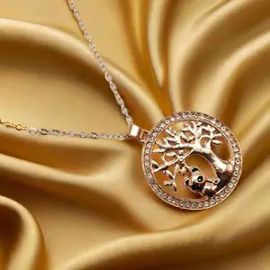 Panda trendy necklace- Handmade necklace Rose Gold  Charm and Elegance: 18-Inch Rose Gold Tree of Life Necklace with Panda PendantTone