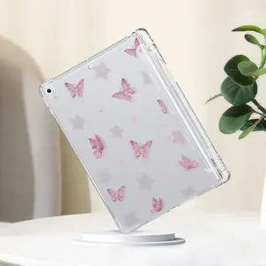 Slim Soft TPU iPad Case with Premium Butterfly Pattern, Dustproof Protective Back Shell and Pencil Holder, Compatible with iPad 2017/2018 9.7in, 2019/2020/2021 10.2in, 2024 Air, 2020/2021/2022 Pro, 2025 Air 6/7 Series, Dustproof Shell
