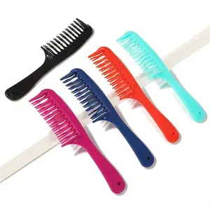 2pcs Double Row Wide Tooth Detangler Hair Comb Shampoo Comb with Handle for Long Curly Wet or Dry Hair Detangling Hairbrush