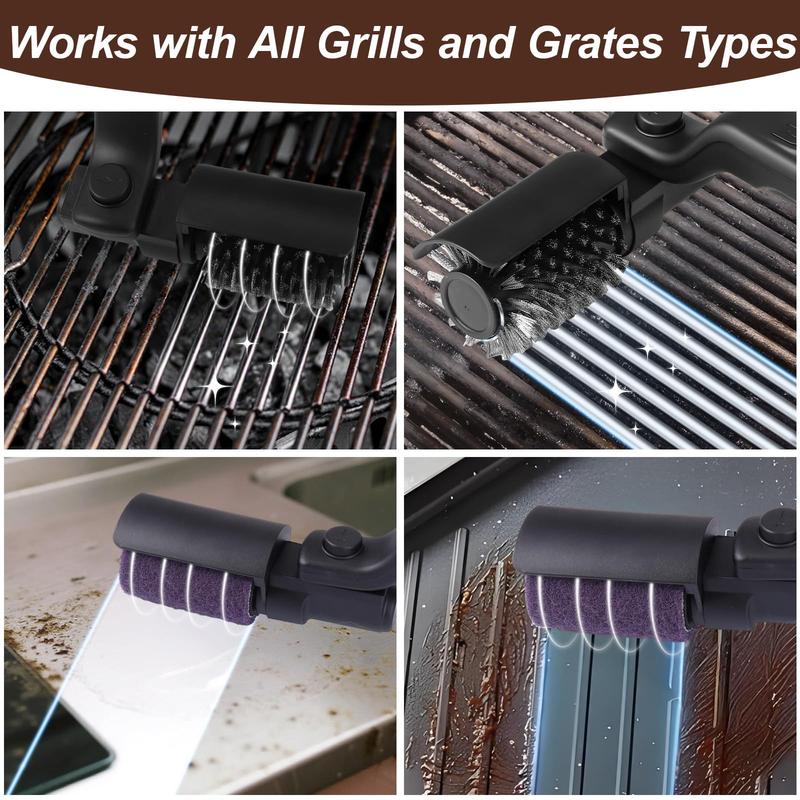Drayvorx Electric Grill Cleaner Brush - Rechargeable BBQ Cleaner with 400 RPM Motor, Type-C Charging - Stainless Steel Bristles