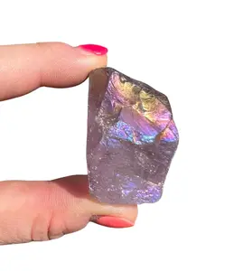 New Moon Beginnings Raw Angel Aura Amethyst Crystal - Natural Colorful Crystals with Unique Patterns