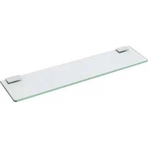 24 Inch Glass Shelf for Bathroom, Thicken Tempered Floating Glass Shelves with Stainless Steel Brackets, 1 Pack, Clear
