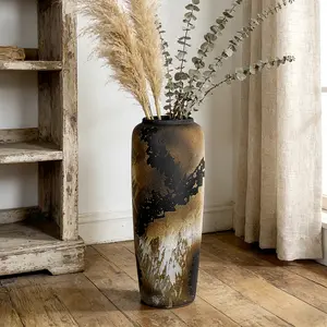 Elevate Your Space with this Luxury Rustic Ceramic Floor Vase  Hand-Painted Textured Statement Piece for Modern Farmhouse Decor  Sturdy & Timeless Pottery | Available in 15.7" & 19.7" | High-End Home Glow Up Must-Have!