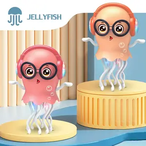 Electric Dancing Jellyfish Toy, Musical Light Up, LED Light & Music Features, Automatic Obstacle Sensor, Interactive Baby Tummy Time Playmate, Requires 3 AA batteries (not included)