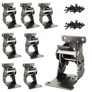 Foldable Support Bracket Self Locking Hinge for Folding Legs Folding Workbench Fold Down Desk Extension (0-90-180 Degree) 8 PCS