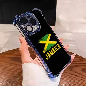 Jamaican Flag Creative Design Suitable for Aesthetic Electroplated TPU Casing For iphone 17 16 15 14 13 12 11 PRO PLUS MAX AIR Samsung S26 Four Corners Anti-Fall Transparent Casual Soft Silicone Phone Cases L1840