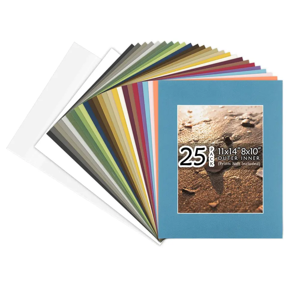 Golden State Art, Acid Free, Picture Mats Mattes with White Core Bevel Cut for 5x7 Photo & Backing & Bags