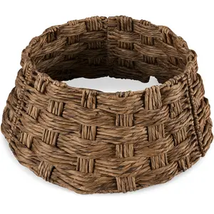 Best Choice Products 24in Basket Woven Hyacinth Christmas Tree Collar, Skirt Accessory w/ Cord Cut-Out