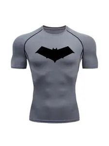 Bat Print Men's Compression T-Shirt Quick Dry Gym Workout Top | Summer Fitness Rashguard for Running