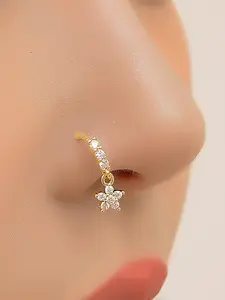 Women's Non-Piercing Nose Ring Clip-On Jewelry, Beautiful Flower Design, Casual Copper Accessory for All Seasons, Daily Wear Fashion Gift Idea
