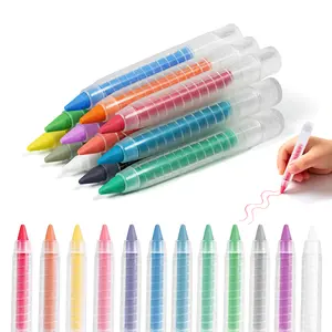 NewFamily 12-Color Dustless Chalk for Kids with Protective Holders, Washable & Non-Toxic, Smooth Writing & Easy to Erase for Chalkboard, Indoor & Outdoor Use