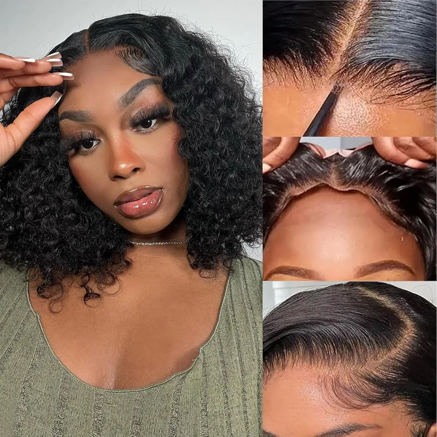 Deep Wave Human Hair Bob Wig, Wear Go Glueless 4x4 Lace Wig for Women, 180% Density in Natural Color, Straight