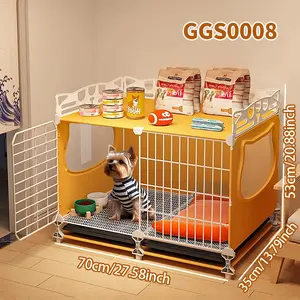 Small Dog Cage for Pomeranian Teddy Bichon, Winter Warm Pet Bed with Toilet Separation, Medium Size Dog House for Fall & Winter