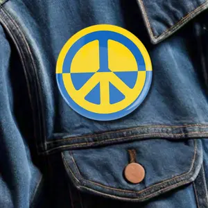 10 Pack - Peace Symbol Ukrainian Support Pinback Button Badges - 3 Inch