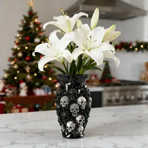Gothic Diamond Skull Resin Vase, Artistic Decorative Garden Ornament, Unique Home Decor Craft, Dark Gothic Style, Perfect for Home Decoration, Home Decor Accessory