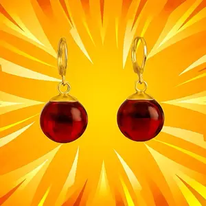 Red Potara Earrings - Unisex, Anime Fashion, Jewelry with Iconic Design, Surgical Steel Hooks, Lightweight & Durable, 6mm Cuff, 16mm Ball Statement Elegant