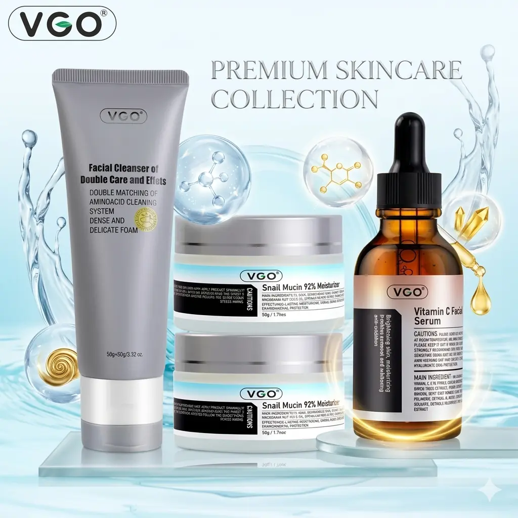 VGO Simple Skincare Trio – Cleanser, Serum & Snail Mucin Cream