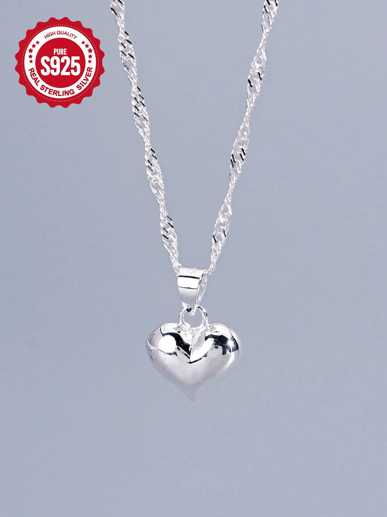 925 Sterling Silver Minimalist Temperament Heart Charm Decor Adjustable Pendant Necklace, Mother's Day Gift, New Fashion All-match Dainty Necklace