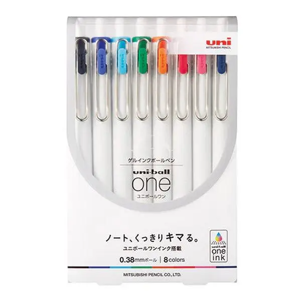 Uniball One Gel Pens (0.38mm) - 8 Color Set