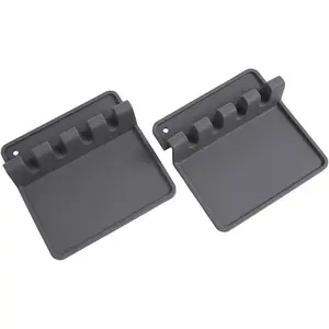 2 Pack Silicone Utensil Rest with Drip Pad, Upgrade Hanging Design, Heat-Resistant, BPA-Free Spoon Rest for Stove Top, Kitchen Utensil Holder for Spoons, Ladles, Tongs & More