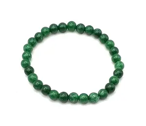 Emerald Green Quartz Beaded Stretch Bracelet 6mm | Renewal Calm Growth, Healing Crystal Jewelry, Gift for Her
