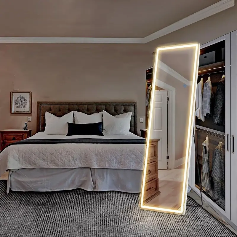 64"x21" Full Length Mirror with LED Lights Full Body Standing Floor Mirror