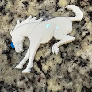 Bronco Horse Emblem; High-Quality ABS Material; Adhesive Attached; Gloss White