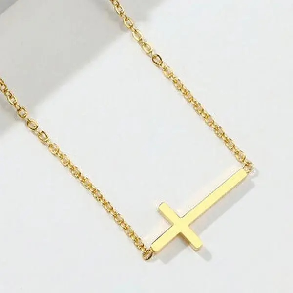 Dainty Sideways Cross Necklace