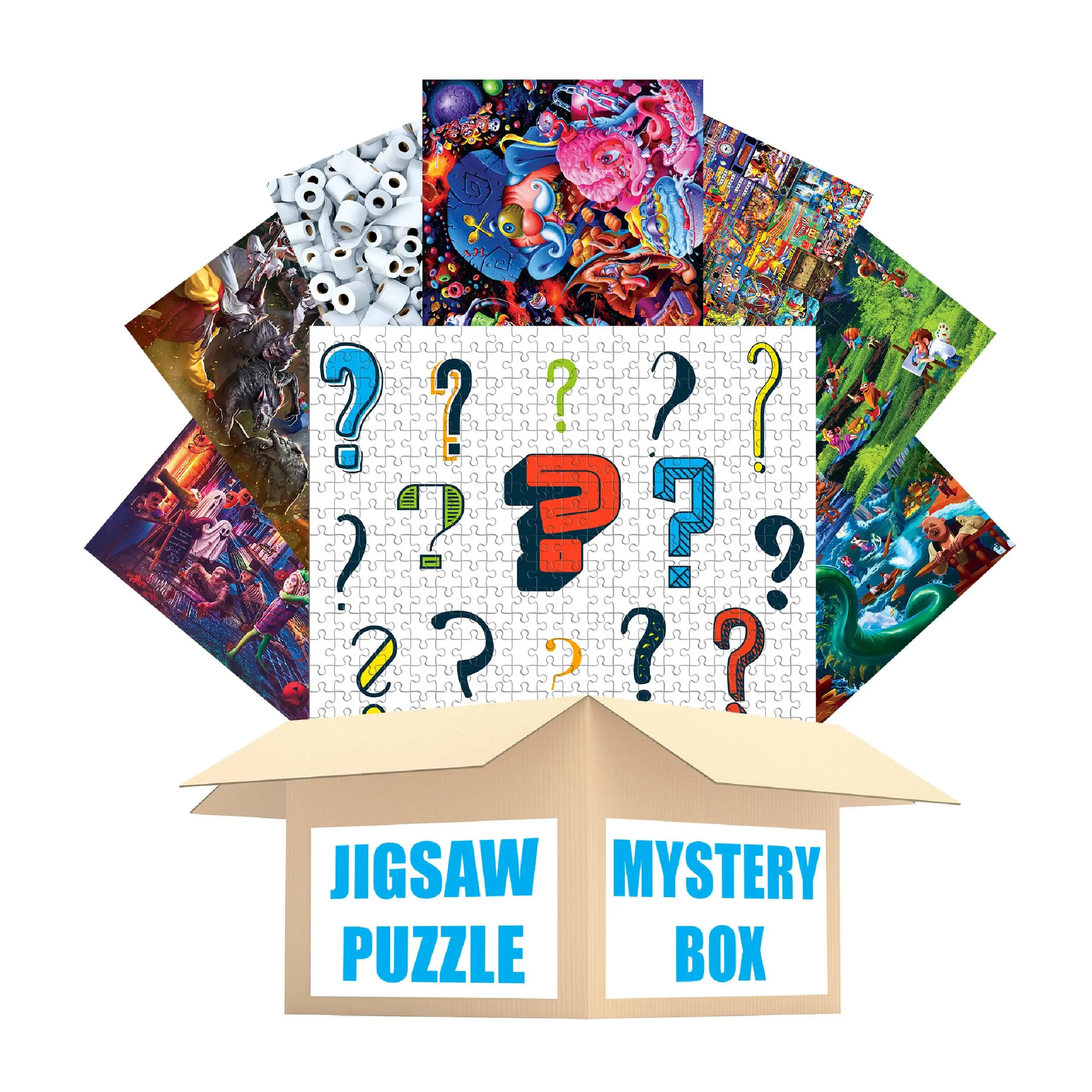 Jigsaw Puzzle Mystery Gift Box Bundle - 8-Pack with Art Puzzles Gift, 500-1000-Piece, Food & Cute Animals Themes, Fun Activity for Hobbies Enthusiasts