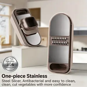 One-Piece Stainless Steel Vegetable Slicer | Food-Grade, Antibacterial Kitchen Prep Tool，Antibacterial 304 Stainless Steel Mandoline, Ideal for Safe, Effortless Food Prep
