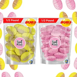 Bubs Swedish Candy - Strawberry Pomegranate & Banana Toffee Foam Ovals - 1/2 LB Vegan BonBon (2-Pack) Chewy