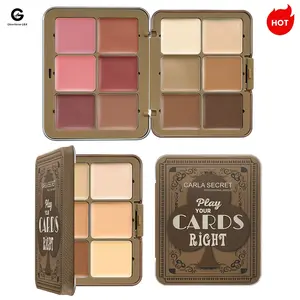 12-Color Concealer & Blush Palette: Flawless Base & Natural Contour, 6 Cream Correctors & 6 Cheek Tints, For Custom Coverage, Viral All-in-One Face Makeup Kit Smooth Compact