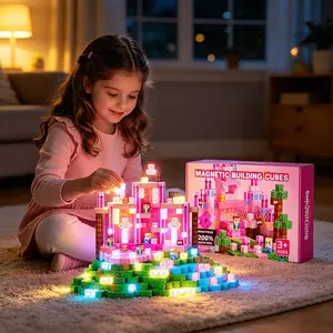 100pcs/150pcs/200pcs Magnetic Puzzle Blocks, Castle Set, Stem Montessori Creative Toy, Ages 3-12, Birthday Gift for Boys Girls