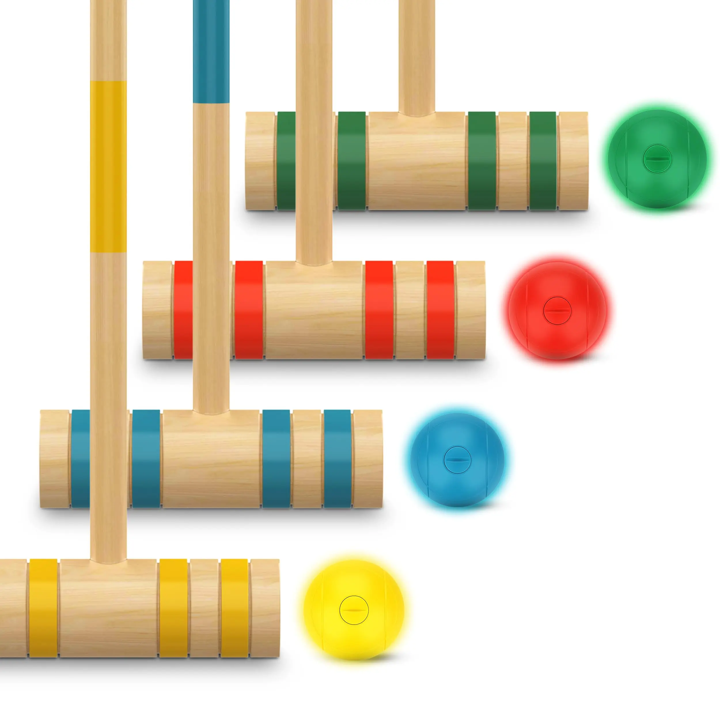 Western Star Radiant Sports Croquet Set with 4 Glow in The Dark LED Balls - 4 Mallets & with Posts - Outdoor Games for Families & Kids - Complete Croquet Set for Adults - Fun Backyard Activity