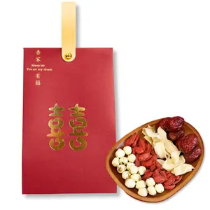 Royal Seafood USA Wedding Bags Wedding Gift Bag – Red Jujube, Goji, Lotus Seed & Lily Bulb Set in Red Pouch 1 pack