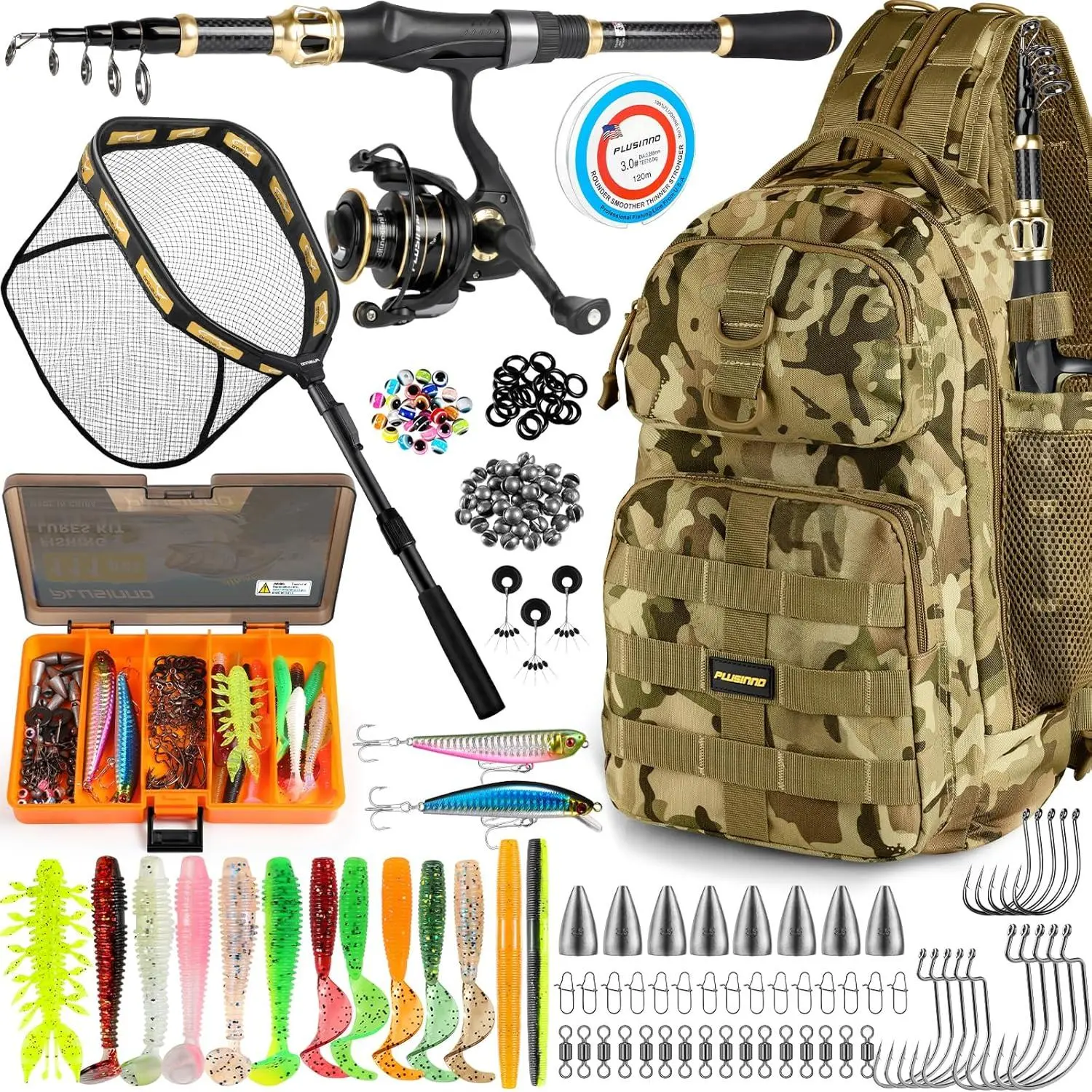 Khaki Backpack With Rod&net