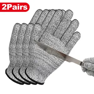 Cut Resistant Gloves, 2 Pairs of Food Grade Cut Resistant Gloves, Cutting Gloves for Kitchen, Oyster Shucking, Fish Fillet Processing, Carving Wood and Gardening