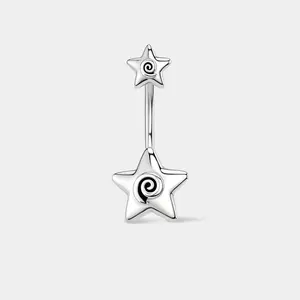Oufer Spiral Stars Stainless Steel 14G Belly Button Ring