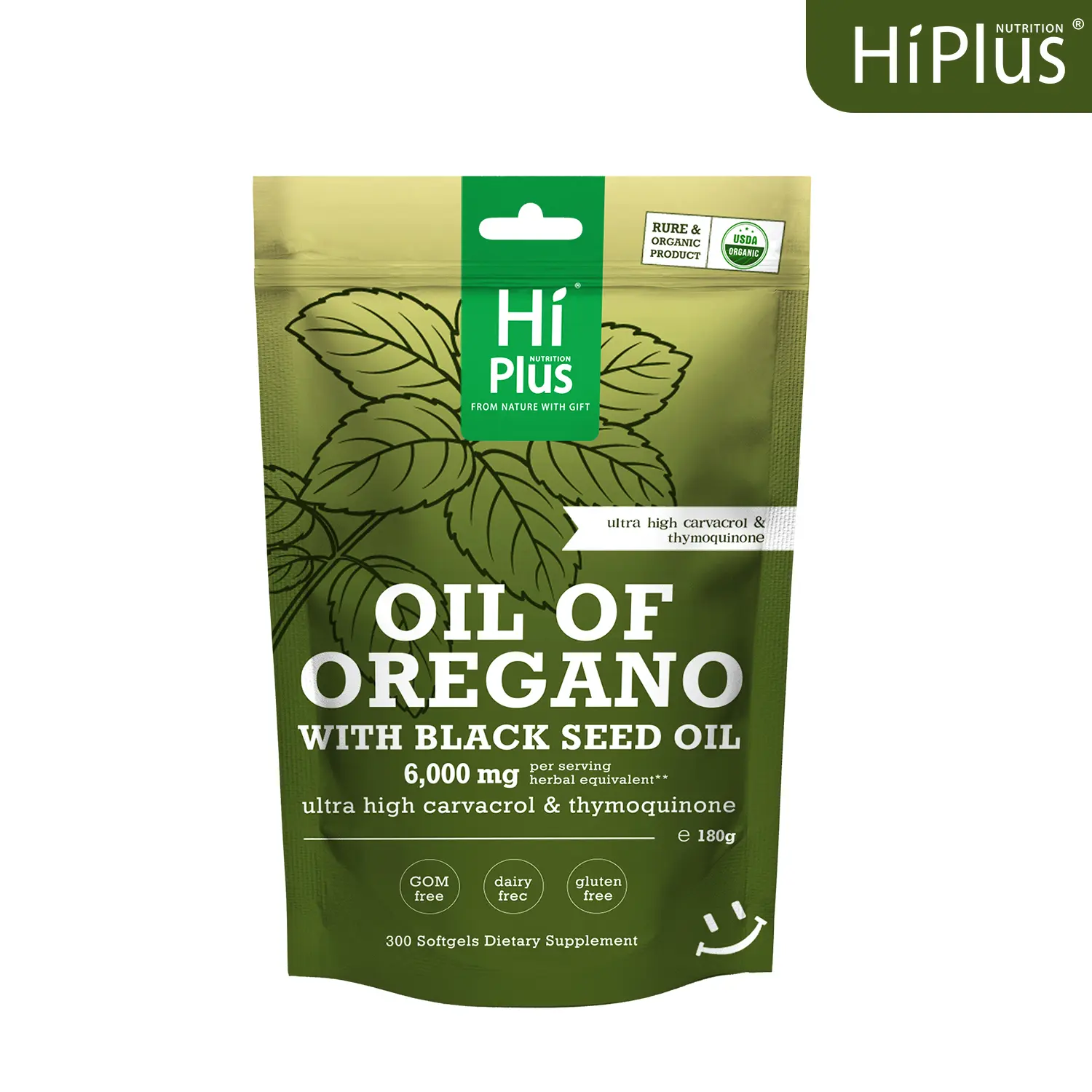 Hi Plus 2-in-1 Oil of Oregano + Black Seed Oil Softgels 6000mg | 4X Strength Carvacrol & Thymoquinone | Plant-Based, Non-GMO, Immune Support | 300 Softgels