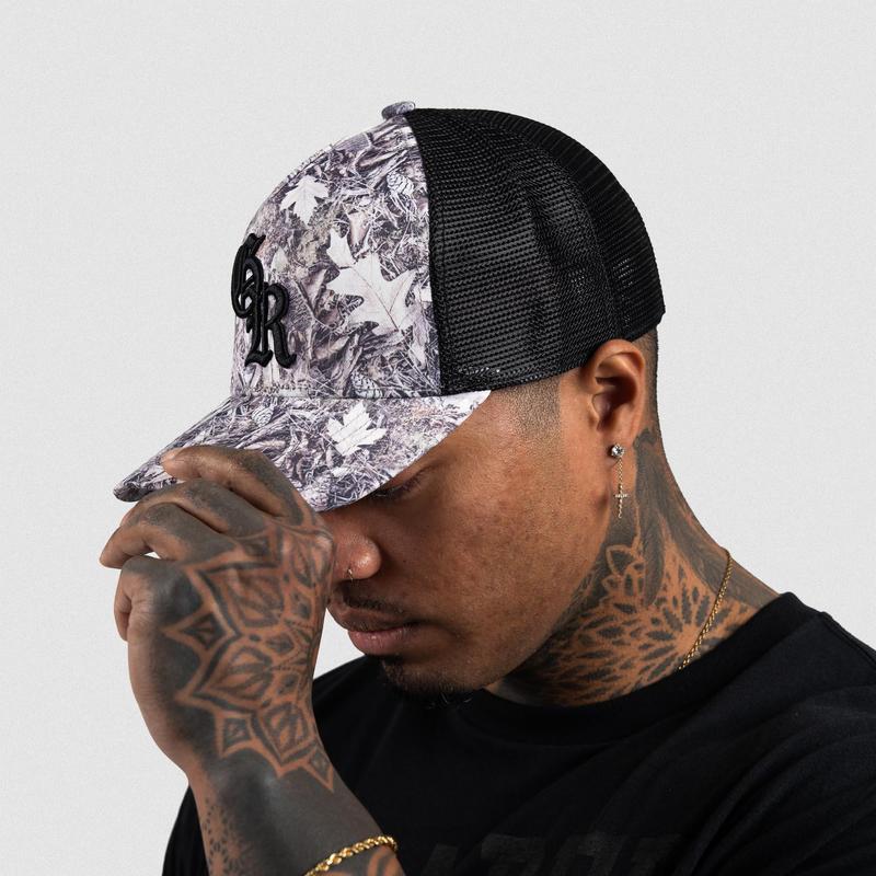 5-Panel Initial Trucker Hat with Embroidered GR Logo Adjustable Snapback Breathable Mesh Back Cotton Front Lightweight One Size Fits Most