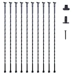 VEVOR Staircase Metal Balusters, 44''x 1/2 Galvanized Steel Decorative Banister Spindles, 5 Pack S Shape Deck Baluster, Hollow Satin Black Spiral Stair Railing with Shoes ScrewsVEVOR Super Brand Day