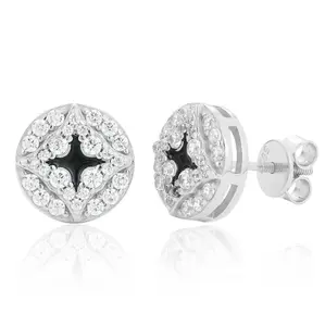 【#E552】Four-pointed star fashion earrings UCCIYO Synthetic Moissanite Earrings For Women 925 Sterling Silver Stud Earring Men Hip Hop Jewelry Couple Gift