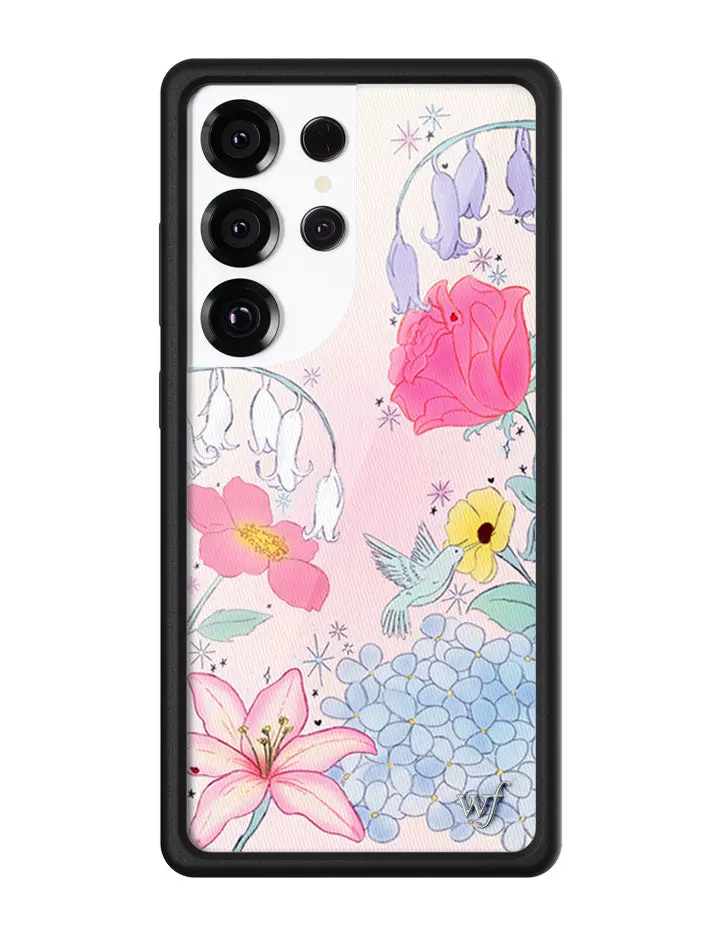 Bluebelle Dreams Wildflower Samsung Galaxy Phone Case - Cute, Trendy, Durable Floral Casing Cover, Protective Garden Smartphone Accessories Protector, Golden, Cellphone