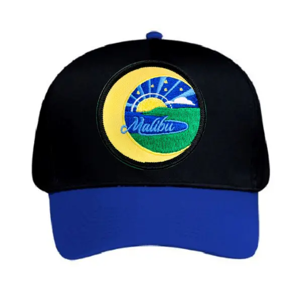 Malibu Moon Five Panel Pro Style Baseball Cap  - Structured Firm Front Panel, High-Profile Crown, Adjustable Snapback Tab, Matching Color Sweatband & Visor, Made in USA
