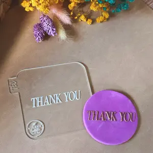 Thank You Cookie Embosser Stamp – Fondant Debosser for Cookie Decorating – Custom Baking Tool for Party Favors, Wedding Cookies, Baby Shower, Bridal Shower, Birthday Party, Small Business Packaging, and Thank You Gift Cookie Decorating, Bakeware, Reuse
