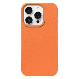 New Solid Color Plain Texture Silicone TPU Mobile Phone Case for Iphone 17/16/15/14/13/12 Pro Max Plus, Offering Shockproof Protection And a Classic Minimalist Leather Design.orange Protective Casing