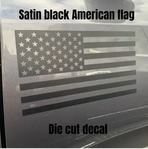 Satin Black American Flag Die Cut Decal for Your Vehicle